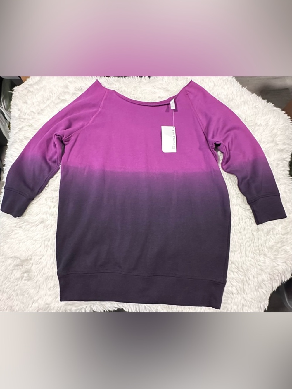 Fabletics Magenta to Deep Purple Ombre Off-the-Shoulder Sweater